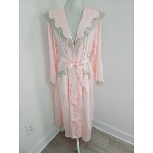Victoria's Secret Vintage Pink Satin Lace Gold Label 79s 80s Kimono Long Robe M